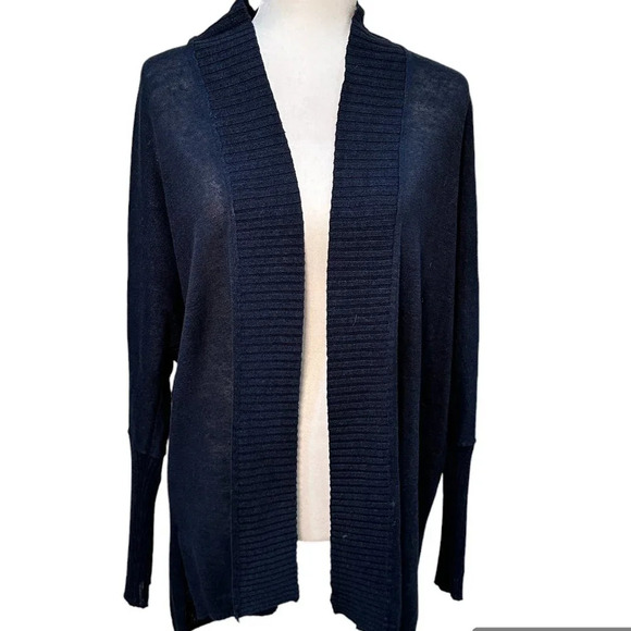 NORDSTROM Trouve Navy Linen Open Cardigan with Tie Back - XS/S - Picture 1 of 10